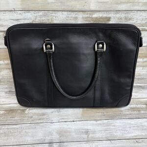 Lancel Leather Attaché Briefcase Black Document Bag Organizer Careerwear Office